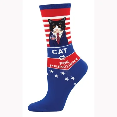 Cat For President - Ladies Blue Socks