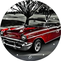 1957 Red Chevy Glass Clock - 17cm