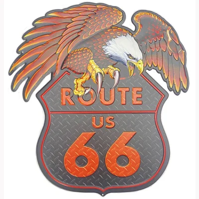 Route 66 Eagle Metal Sign
