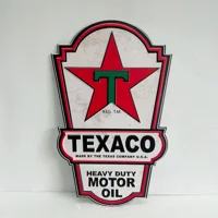 Texaco Embossed and Diecut Metal Sign