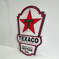 Texaco Embossed and Diecut Metal Sign