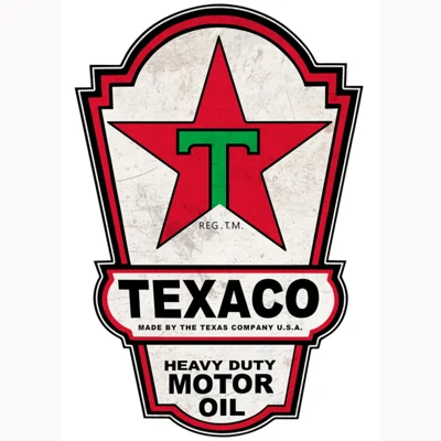 Texaco Embossed and Diecut Metal Sign