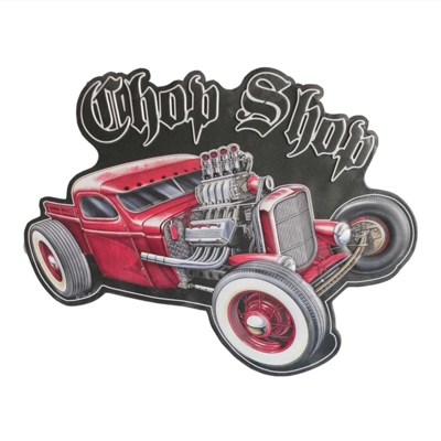 Chop Shop Die Cut Metal Sign