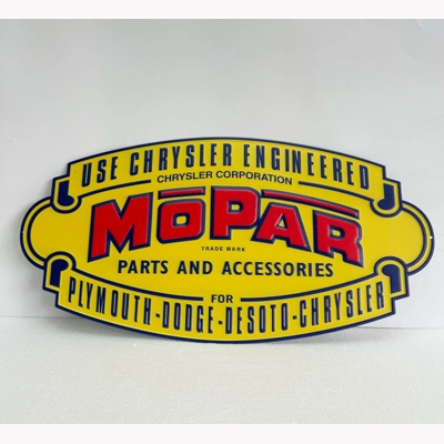 Mopar Embossed Die Cut Metal Sign