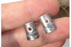 Sterling Silver earrings with faceted gemstones, Tiny Mountains