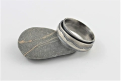Sterling Silver Spin Ring, Kinaesthetic Ring, Mountains
