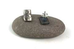 Sterling Silver earrings with faceted gemstones, Tiny Mountains