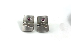 Sterling Silver earrings with faceted gemstones, Tiny Mountains