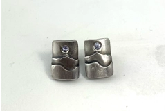 Sterling Silver earrings with faceted gemstones, Tiny Mountains