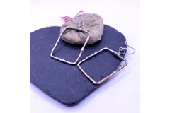 Fused copper and silver hoop earrings
