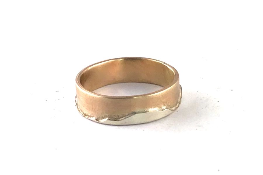9ct gold 6mm band Mountains Ring
