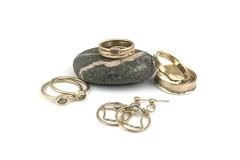 9ct Gold Slim Band Gemstone Ring - Yellow Sapphire