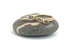 9ct Gold Slim Band Gemstone Ring - Yellow Sapphire