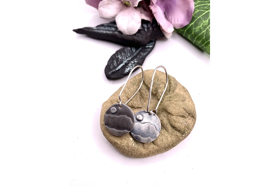 Round Mountains Long Drop Earrings