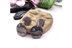 Round Mountains Textured Circle Drop Earrings