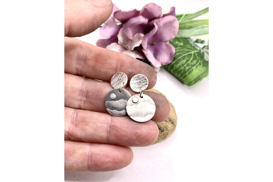 Round Mountains Textured Circle Drop Earrings