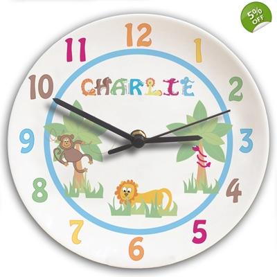 Animal Alphabet Boys Clock - Personalised