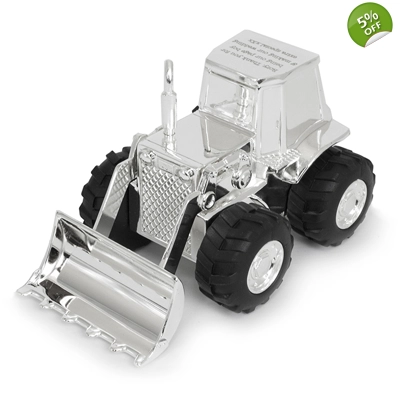 Silver Plated Personalised Money Box - Digger