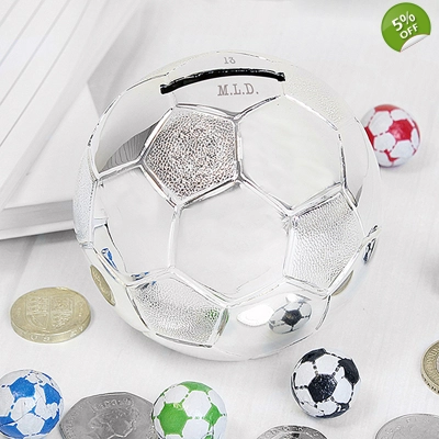 Silver Plated Personalised Football Money Box