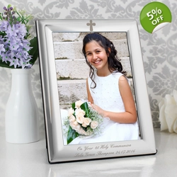 Silver Plated 5x7 Elegant Cross Photo Frame