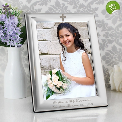 Silver Plated 5x7 Elegant Cross Photo Frame