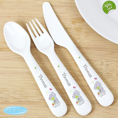 Tiny Tatty Teddy Cuddle Bug Personalised 3 Piece Plastic Cutlery Set