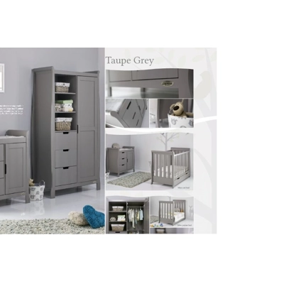 Obaby Stamford 3Piece Mini Cotbed Nursery Roomset-Taupe Grey