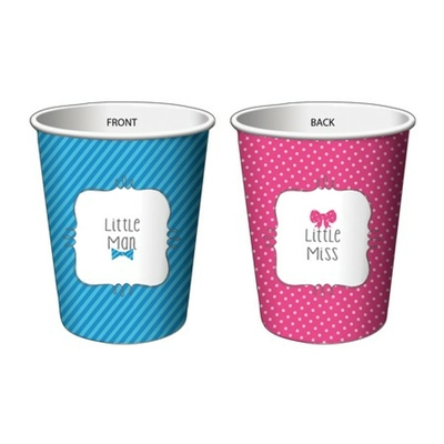 Little Man or Little Miss Gender Reveal Paper Cups