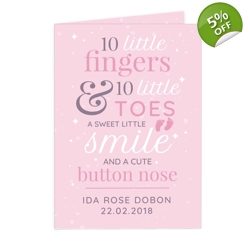 Personalised '10 Little Fingers' Pink Baby Card