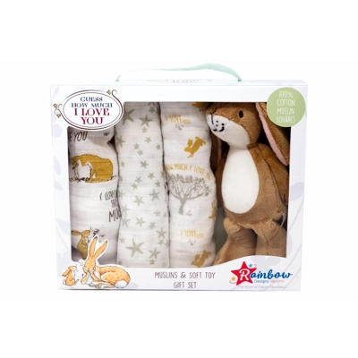 Guess How Much I Love You Kids Soft Toy and Muslin Set