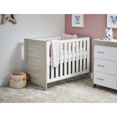 Obaby Nika Mini Cot Bed - Grey Wash & White