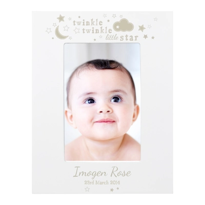 Personalised Twinkle Twinkle 4x6 White Wooden Frame