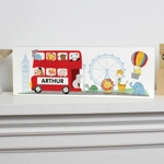 Personalised London Animal Bus Wooden Block Sign