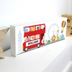Personalised London Animal Bus Wooden Block Sign