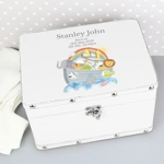 Personalised Noah's Ark White Leatherette Keepsake Box