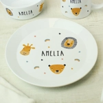 Personalised Safari Animals Plastic Children's Breakfast Set