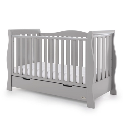 Obaby Stamford Luxe Sleigh Cotbed - Warm Grey