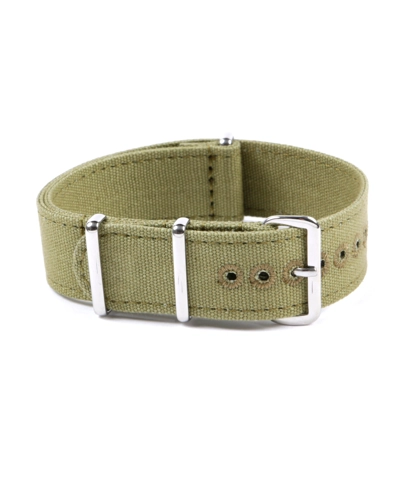 CANVAS NATO STRAP DARK ARMY GREEN 20mm Stitched holes