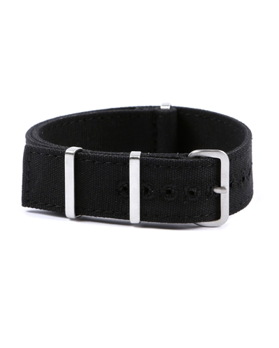 Canvas nato watch strap - Squared End 20mm Black