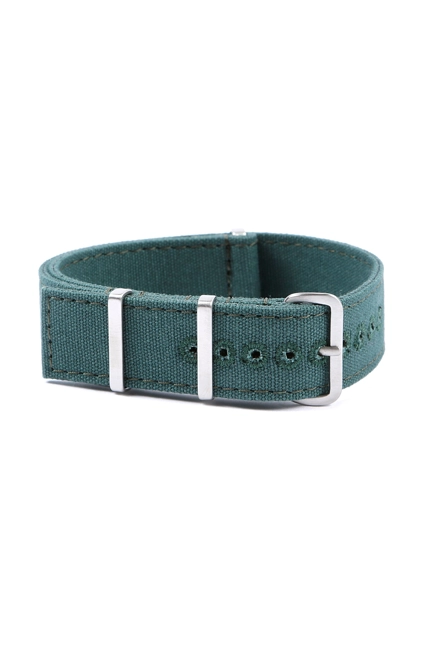 Canvas nato watch strap - Squared End 20mm Green