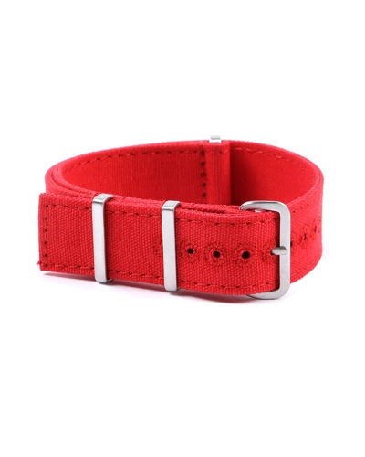 Canvas nato watch strap - Squared End 20mm Red