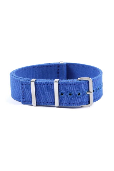 Canvas nato watch strap - Squared End 20mm Electric Blue