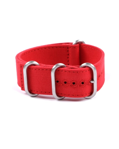 Canvas nato watch strap - Squared End 24mm Red Zulu Style