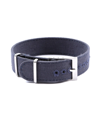 Perfect Fit Canvas Strap Khaki Blue 20mm Stitched holes