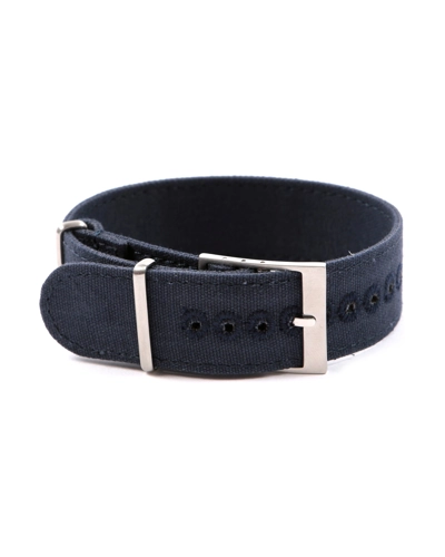 Perfect Fit Canvas Strap Navy Blue 22mm Stitched holes