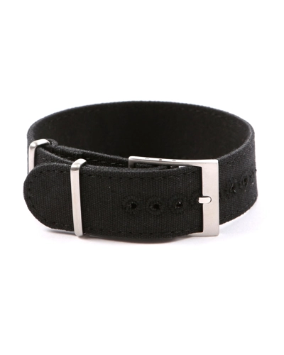 Perfect Fit Canvas Strap Black 22mm Stitched holes