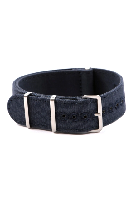 CANVAS NATO STRAP NAVY BLUE 22mm Stitched holes