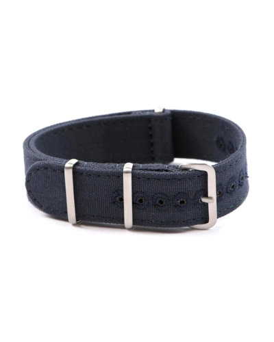 CANVAS NATO STRAP NAVY BLUE 20mm Stitched holes