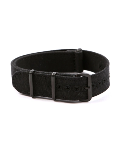 CANVAS NATO STRAP BLACK 20mm Stitched holes L:28