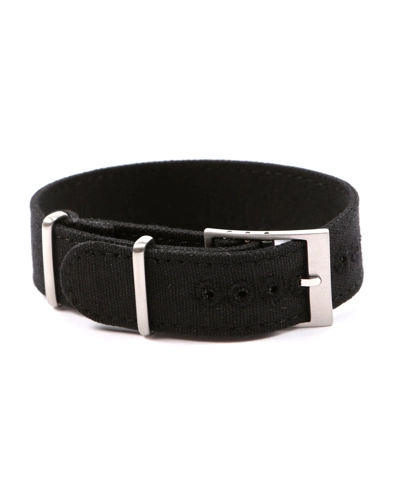 Perfect Fit Canvas Strap Black 20mm Stitched holes